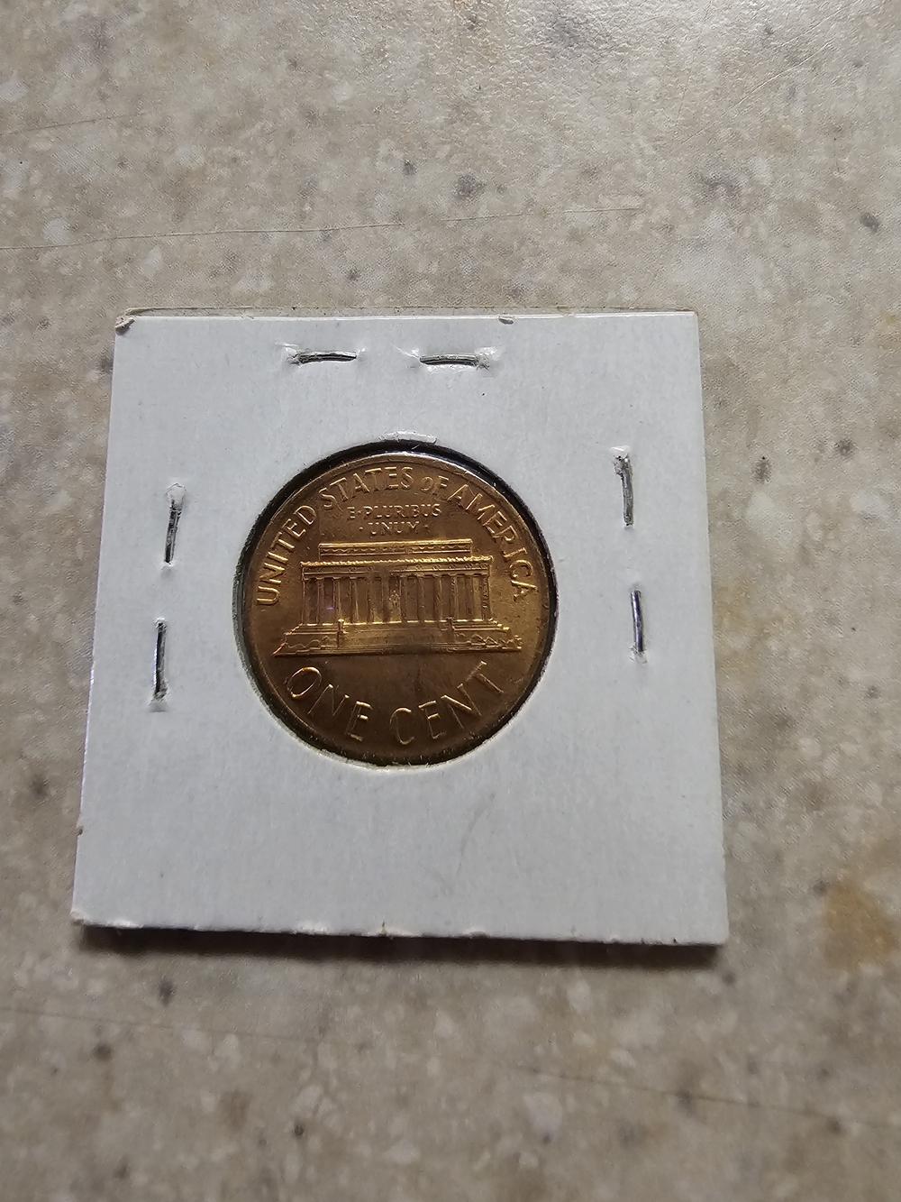 Copper One Cent Coin in White Flip Holder - Unbranded